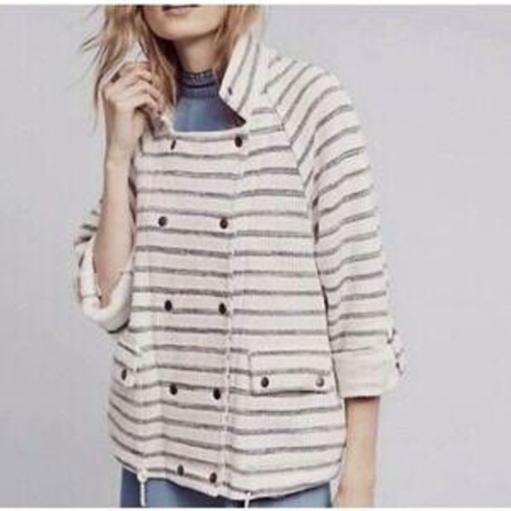 Anthropologie Dolan Left Coast Collection Striped Blue Cream Jacket Womens XS